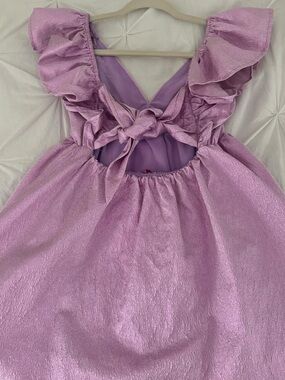 Girls' Lavender Ruffle-Back Party Dress